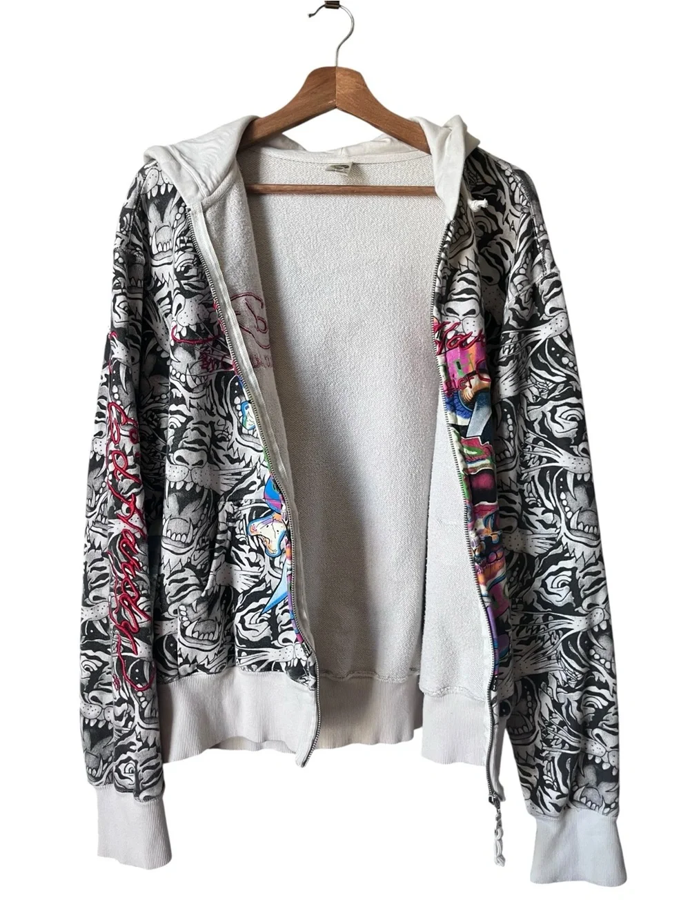 Ed Hardy Y2K Vintage USMC Death Before Dishonor Eagle All Over Print Hoodie LRG